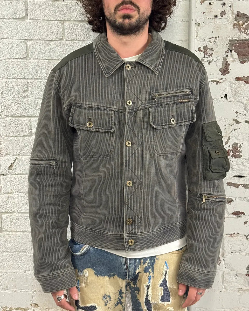 AW2003 Dolce & Gabbana Grey Corduroy & Green Jacket cJaANcR 1
