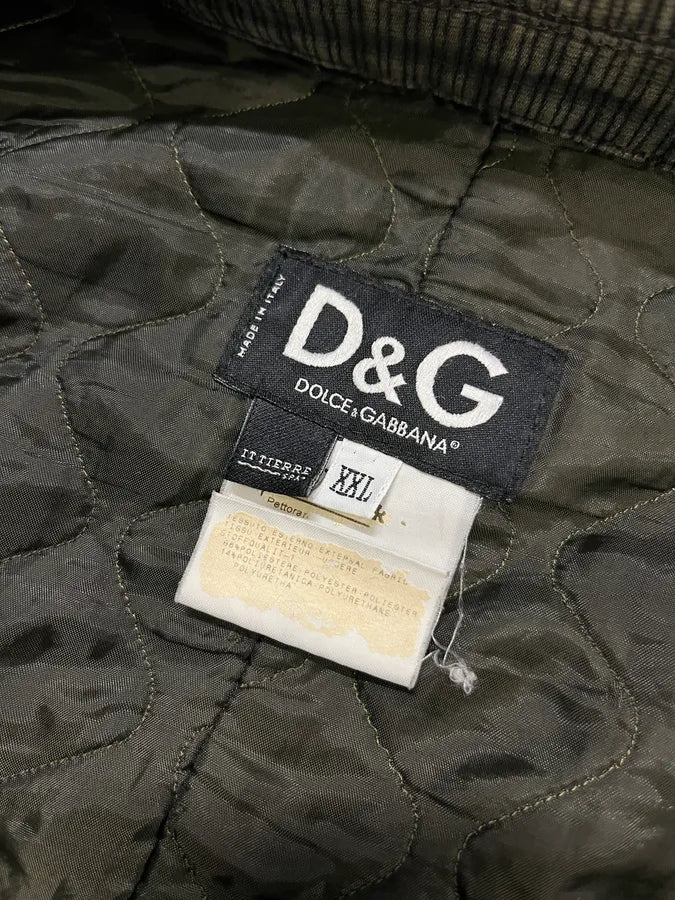 AW2003 Dolce & Gabbana Grey Corduroy & Green Jacket cJaANcR 10