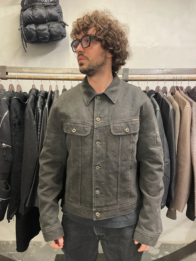 AW2003 Dolce & Gabbana Grey Corduroy Buttoned Jacket weioyaT 1