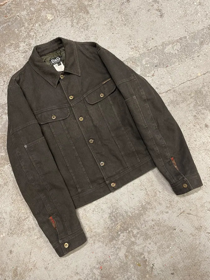 AW2003 Dolce & Gabbana Grey Corduroy Buttoned Jacket weioyaT 3