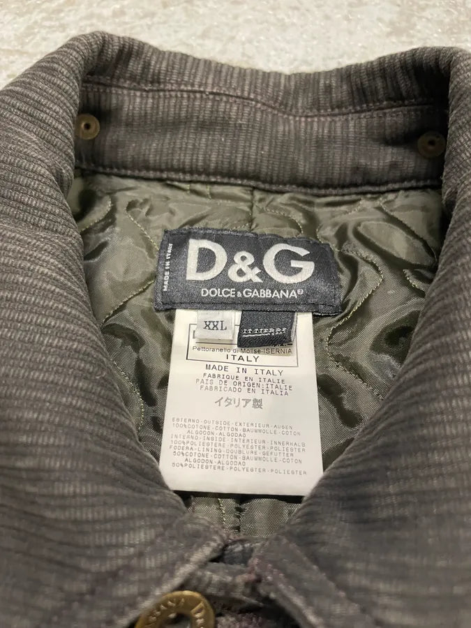 AW2003 Dolce & Gabbana Grey Corduroy Buttoned Jacket weioyaT 9