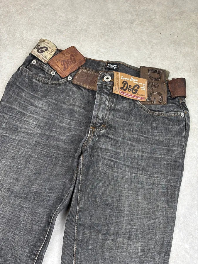 AW2003 Dolce & Gabbana Grey Denim Logo Jeans LUajGpW 4