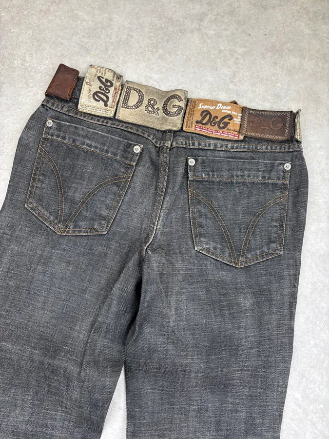 AW2003 Dolce & Gabbana Grey Denim Logo Jeans LUajGpW 6
