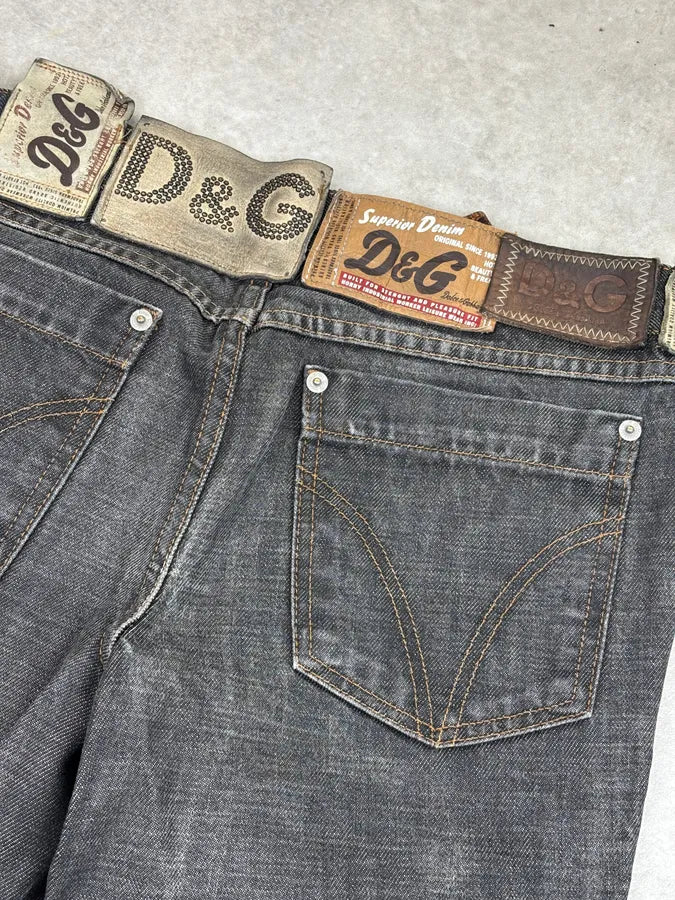 AW2003 Dolce & Gabbana Grey Denim Logo Jeans LUajGpW 7