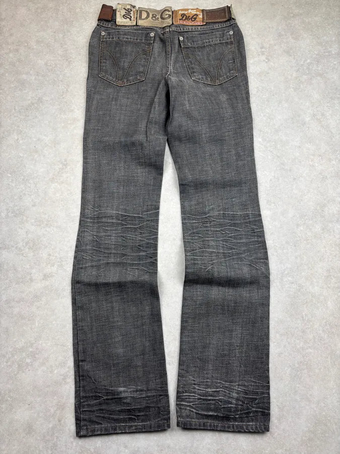AW2003 Dolce & Gabbana Grey Denim Logo Jeans LUajGpW 5