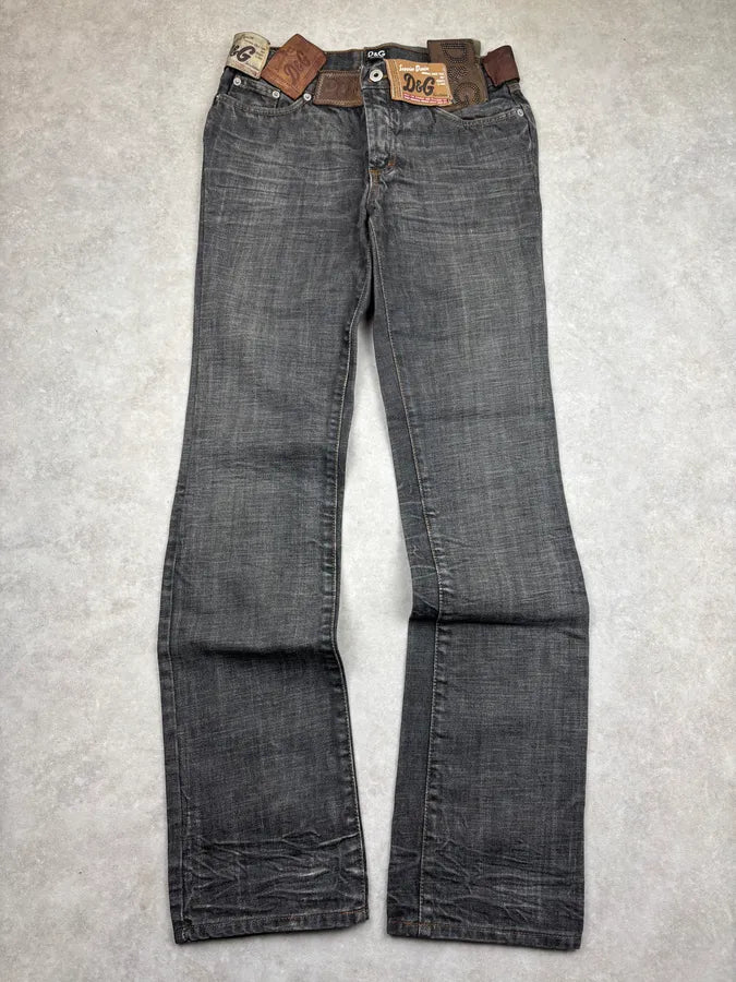 AW2003 Dolce & Gabbana Grey Denim Logo Jeans LUajGpW 3