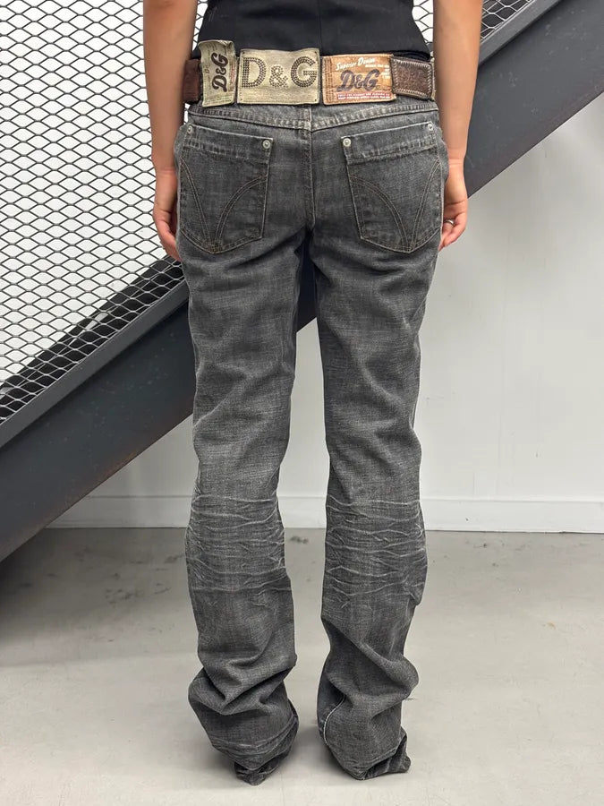 AW2003 Dolce & Gabbana Grey Denim Logo Jeans LUajGpW 2