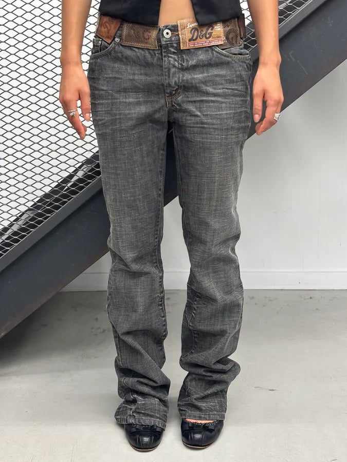 AW2003 Dolce & Gabbana Grey Denim Logo Jeans LUajGpW 0