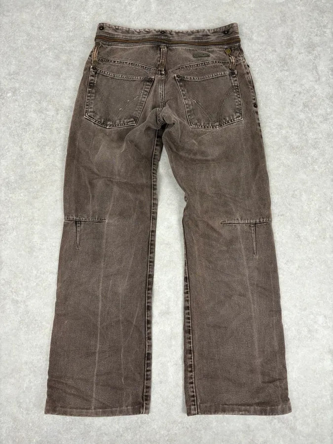 AW2003 Dolce & Gabbana Detachable Waist Brown Denim Zip-Leg Jeans abUprVq 4
