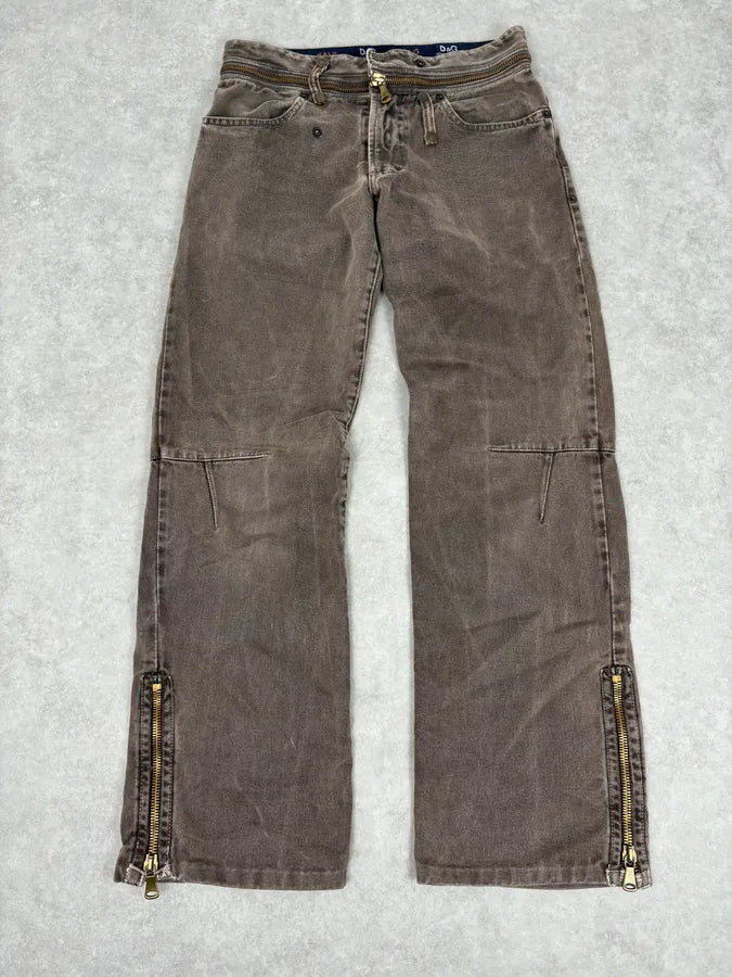AW2003 Dolce & Gabbana Detachable Waist Brown Denim Zip-Leg Jeans abUprVq 0