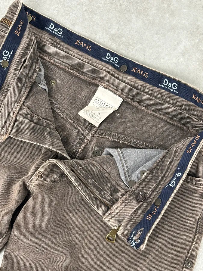 AW2003 Dolce & Gabbana Detachable Waist Brown Denim Zip-Leg Jeans abUprVq 7