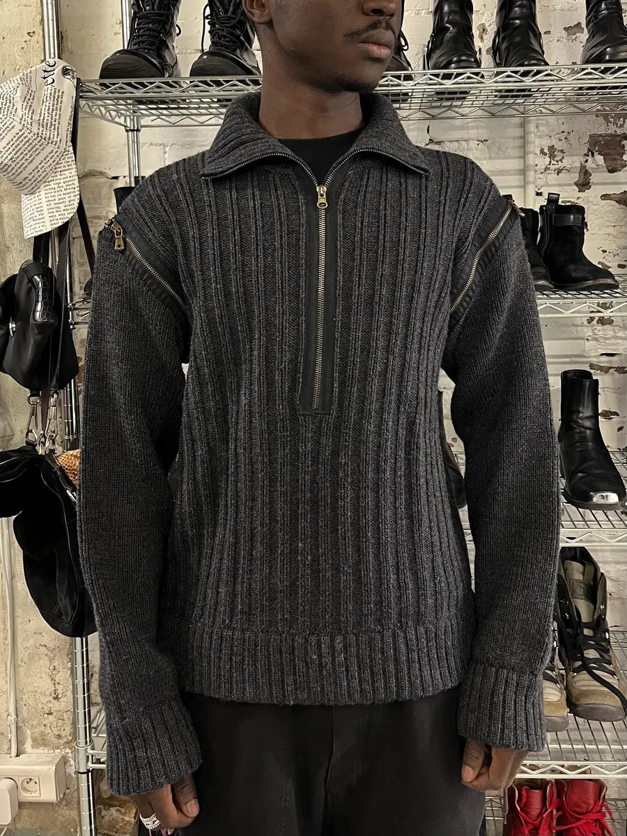 AW2003 Dolce & Gabbana Grey Detachable Sleeves Zip Sweater cBVPcYD 0