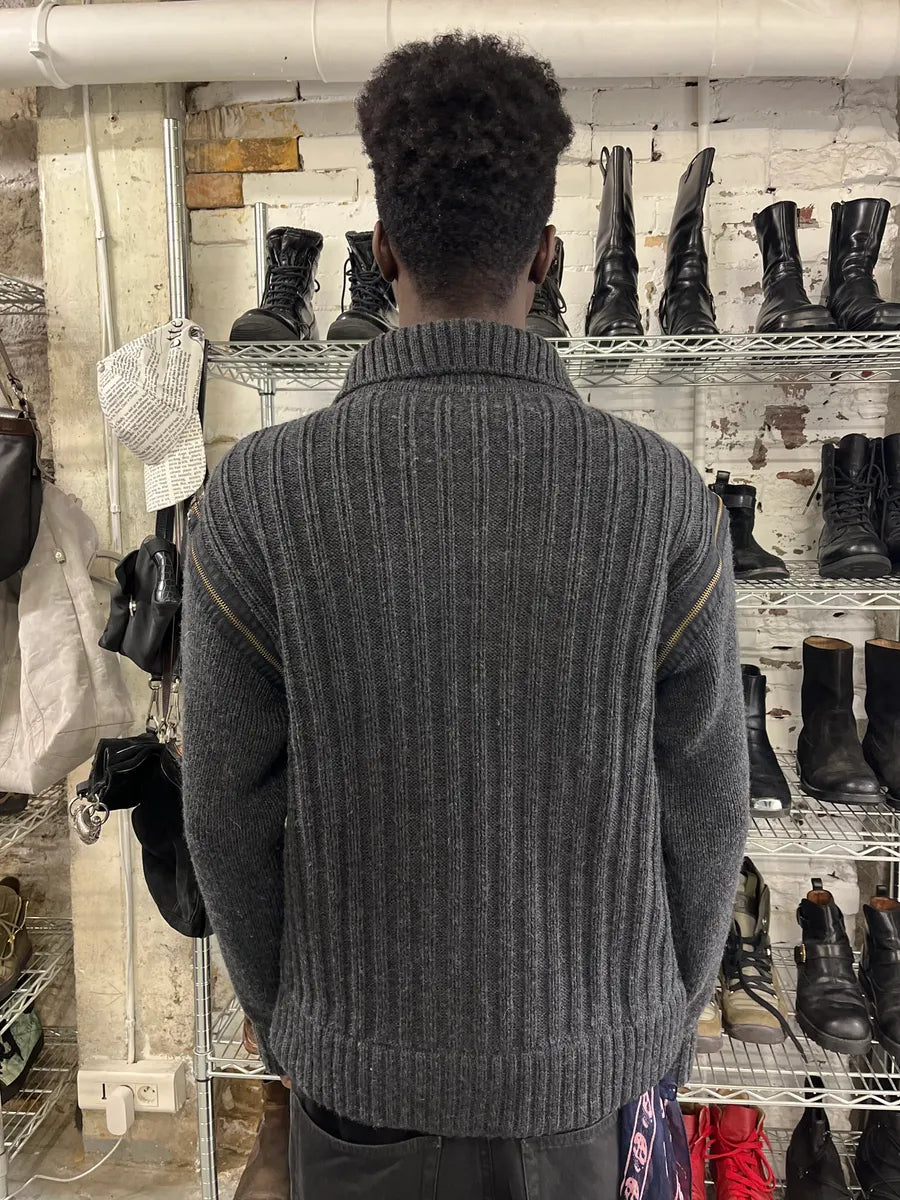 AW2003 Dolce & Gabbana Grey Detachable Sleeves Zip Sweater cBVPcYD 1