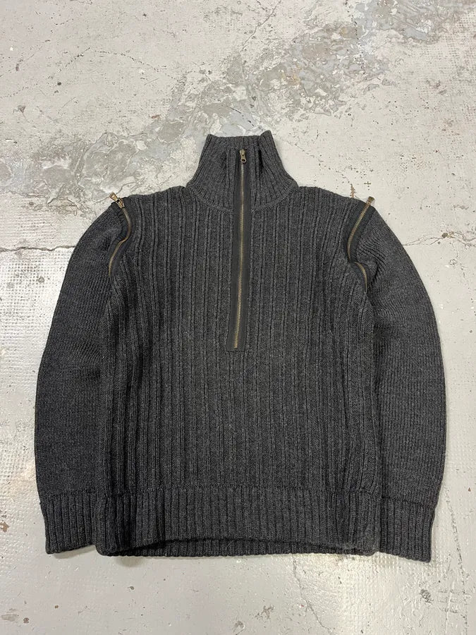 AW2003 Dolce & Gabbana Grey Detachable Sleeves Zip Sweater cBVPcYD 2