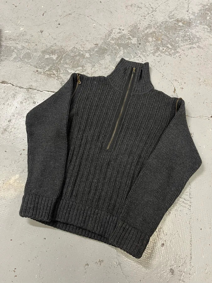 AW2003 Dolce & Gabbana Grey Detachable Sleeves Zip Sweater cBVPcYD 3
