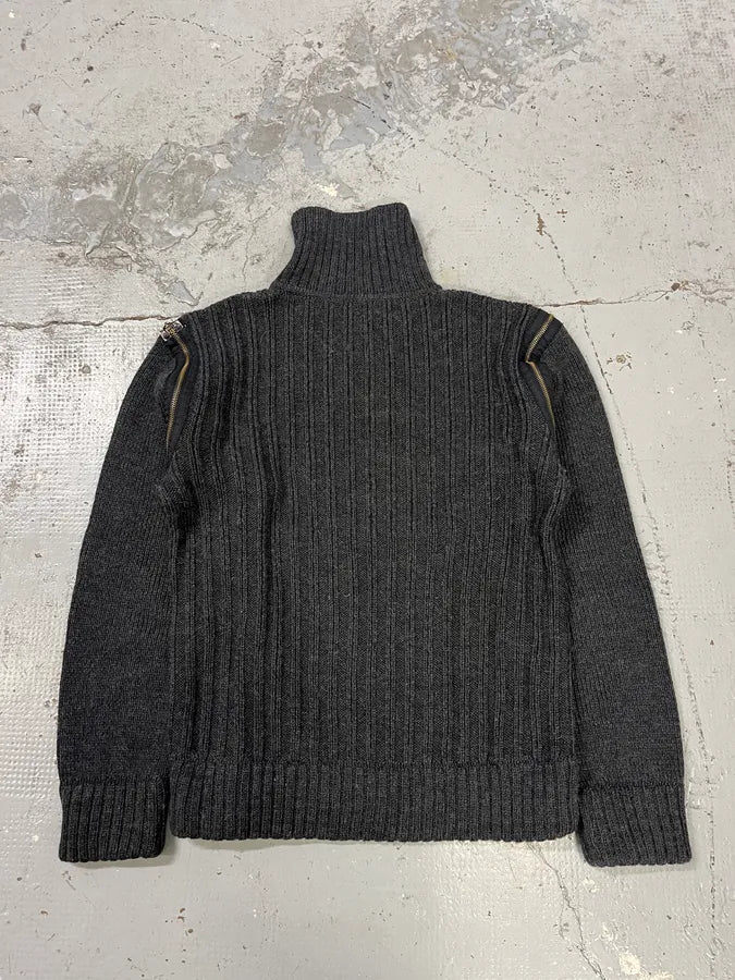 AW2003 Dolce & Gabbana Grey Detachable Sleeves Zip Sweater cBVPcYD 6