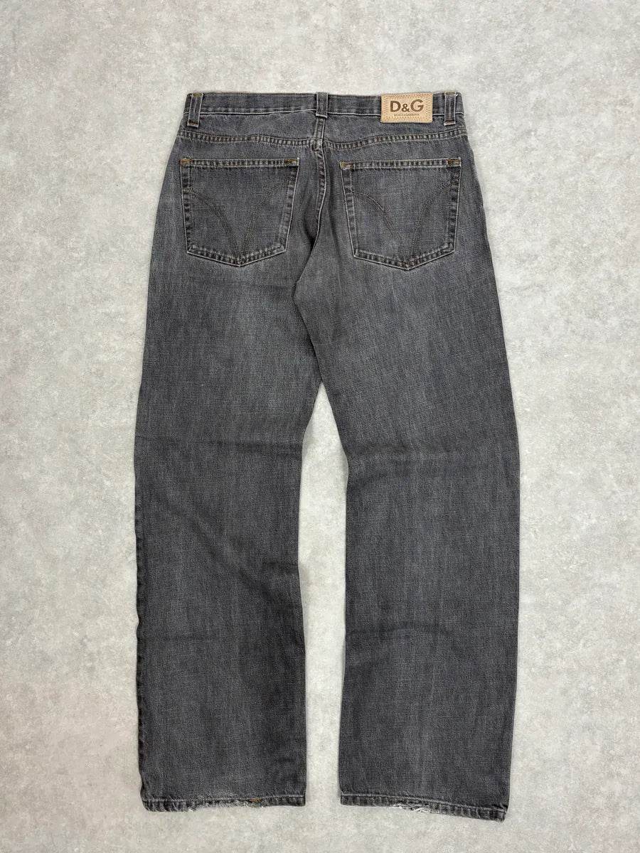 AW2003 Dolce & Gabbana Grey Large Denim Jeans uzMEvZg 3