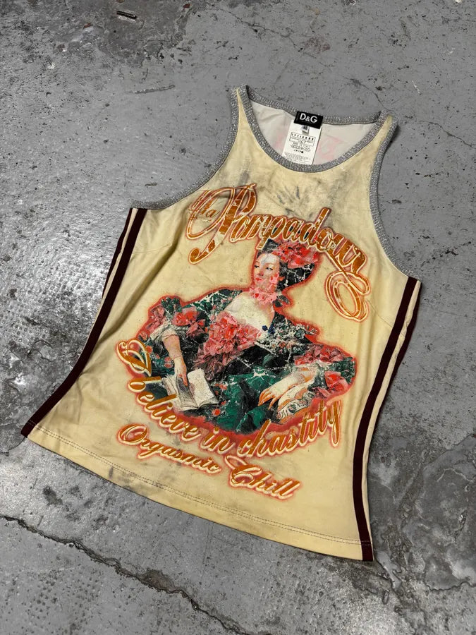 AW2003 Dolce & Gabbana Grey Modern Face Tank Top fGdwEhp 2