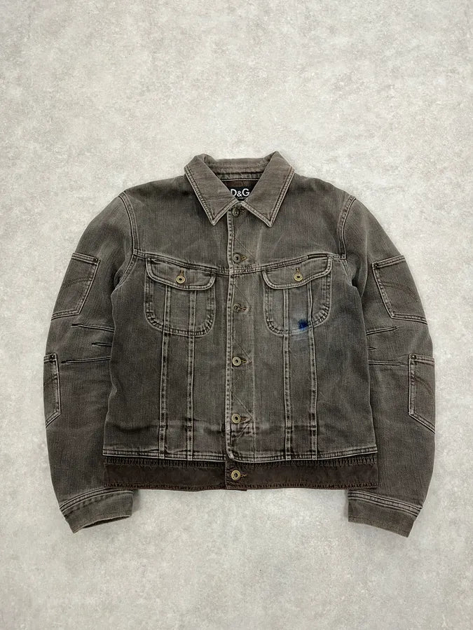 AW2003 Dolce & Gabbana Grey Multi Pockets Denim Jacket DellZVk 0