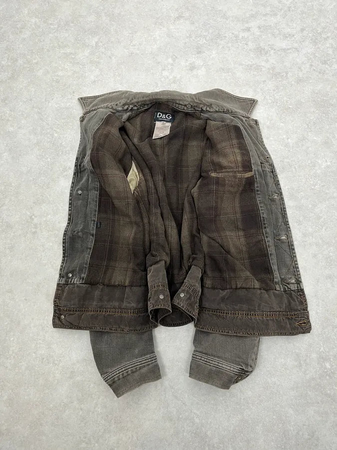 AW2003 Dolce & Gabbana Grey Multi Pockets Denim Jacket DellZVk 10