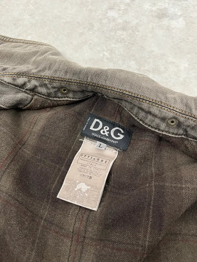 AW2003 Dolce & Gabbana Grey Multi Pockets Denim Jacket DellZVk 11