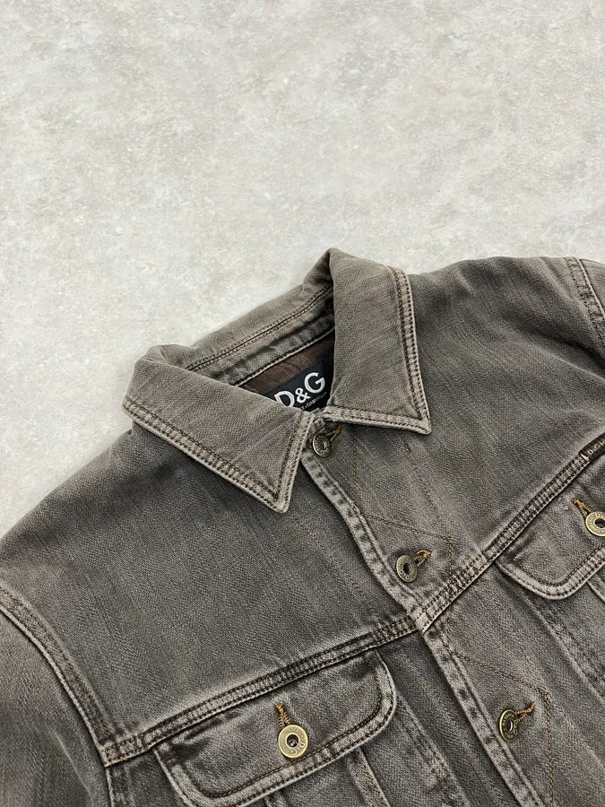 AW2003 Dolce & Gabbana Grey Multi Pockets Denim Jacket DellZVk 4