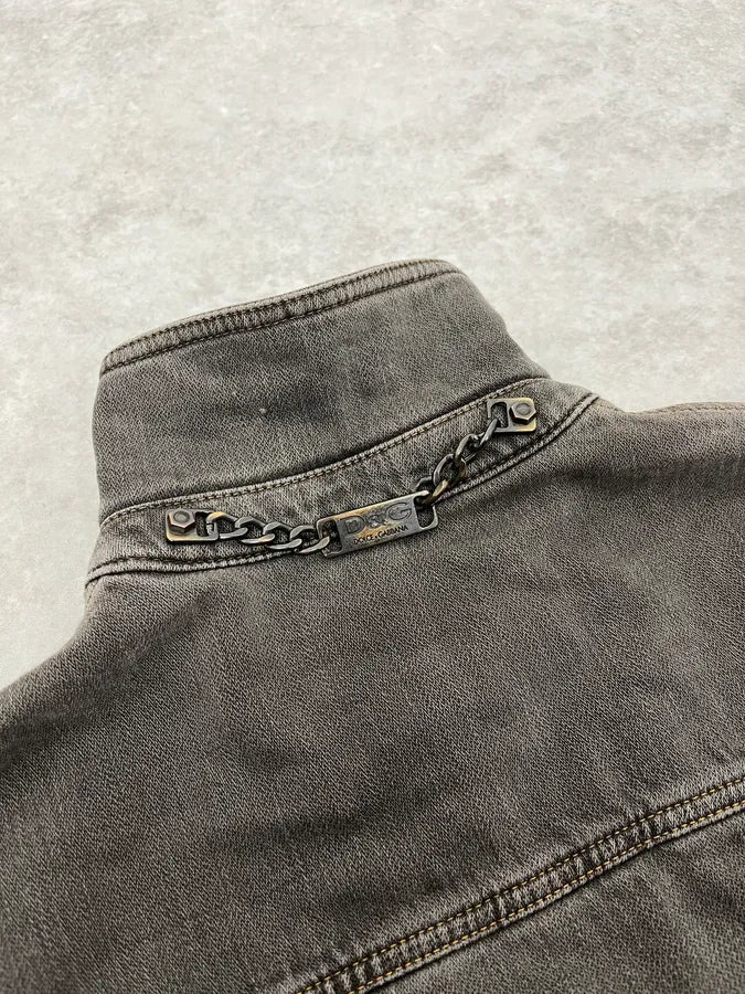 AW2003 Dolce & Gabbana Grey Multi Pockets Denim Jacket DellZVk 9