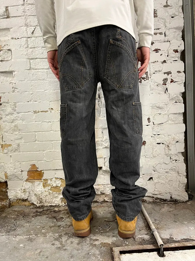 AW2003 Dolce & Gabbana Grey Raw Cargo Denim Jeans hnzfKJA 3