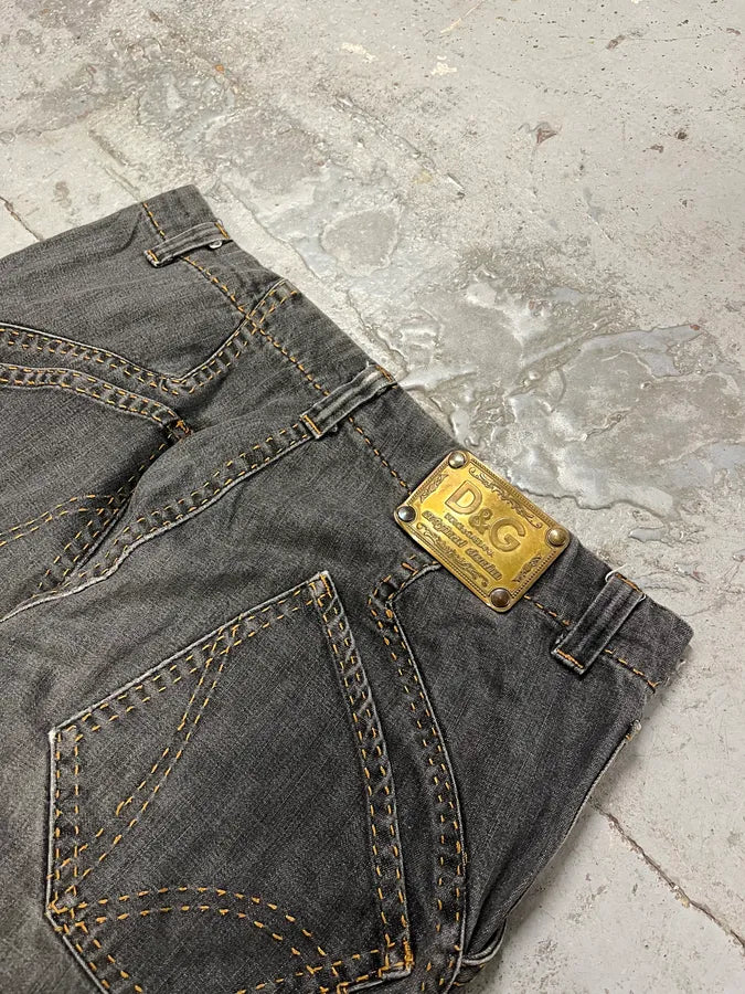 AW2003 Dolce & Gabbana Grey Raw Cargo Denim Jeans hnzfKJA 7