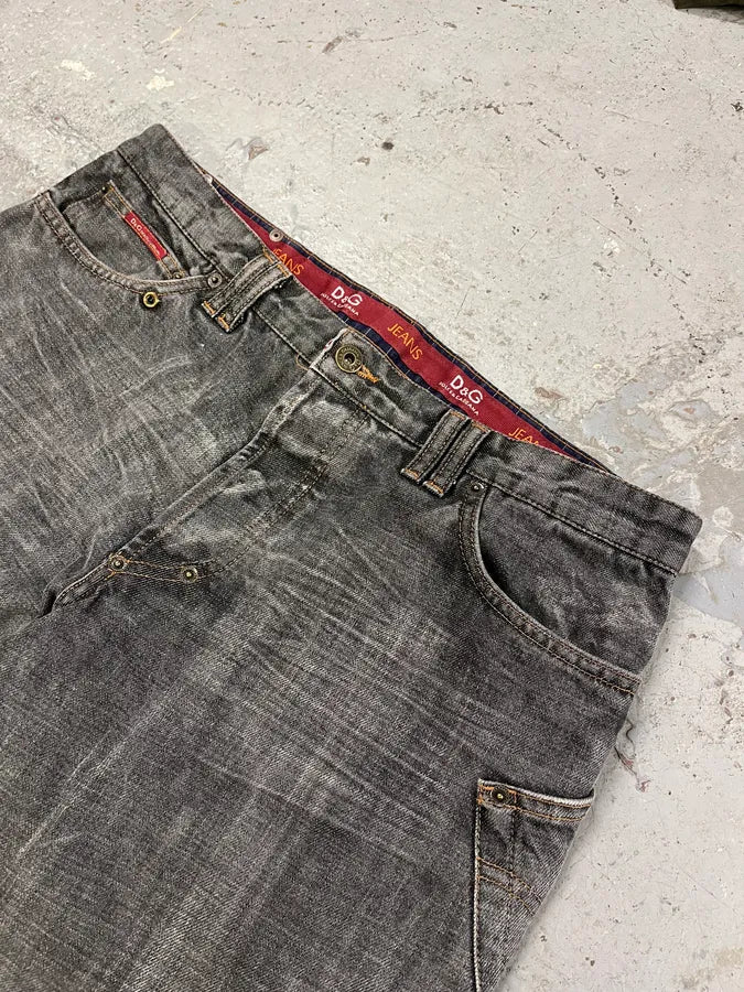 AW2003 Dolce & Gabbana Grey Raw Denim Cargo Jeans XAGEWDw 5