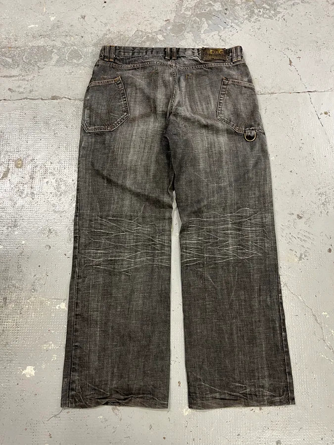 AW2003 Dolce & Gabbana Grey Raw Denim Cargo Jeans XAGEWDw 7