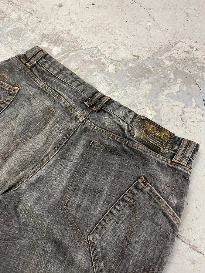 AW2003 Dolce & Gabbana Grey Raw Denim Cargo Jeans XAGEWDw 8