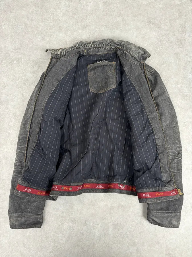 AW2003 Dolce & Gabbana Grey Raw Denim Jacket SLaDBDc 6