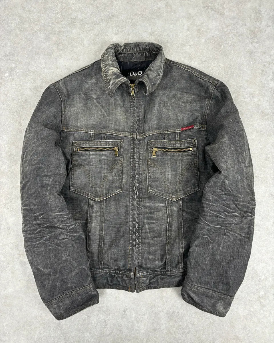 AW2003 Dolce & Gabbana Grey Raw Denim Jacket SLaDBDc 0