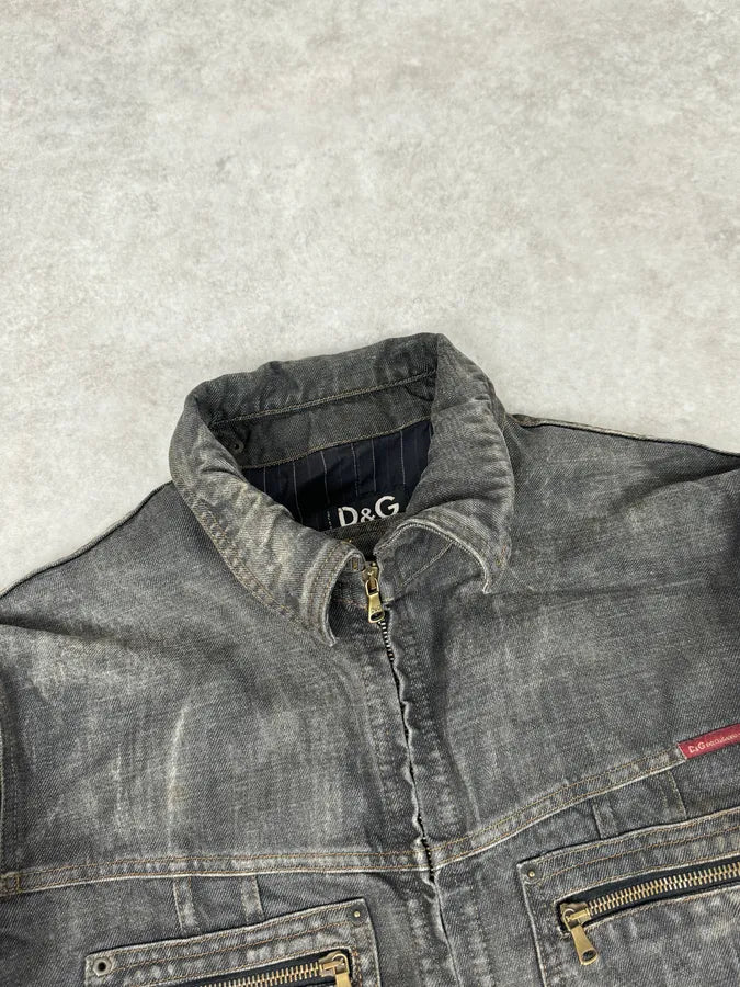AW2003 Dolce & Gabbana Grey Raw Denim Jacket ondJCXM 3