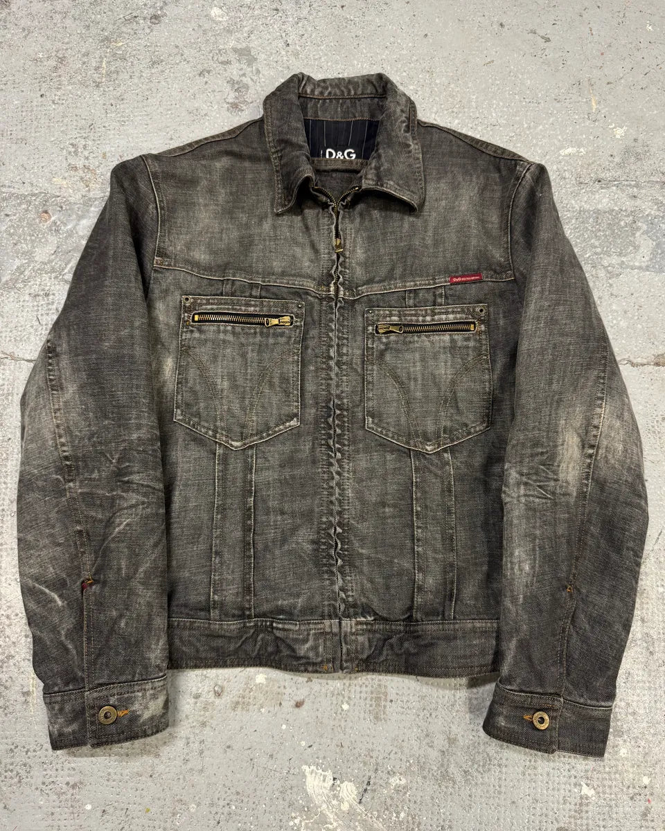 AW2003 Dolce & Gabbana Grey Raw Denim Jacket (M) ePtVmkq 0