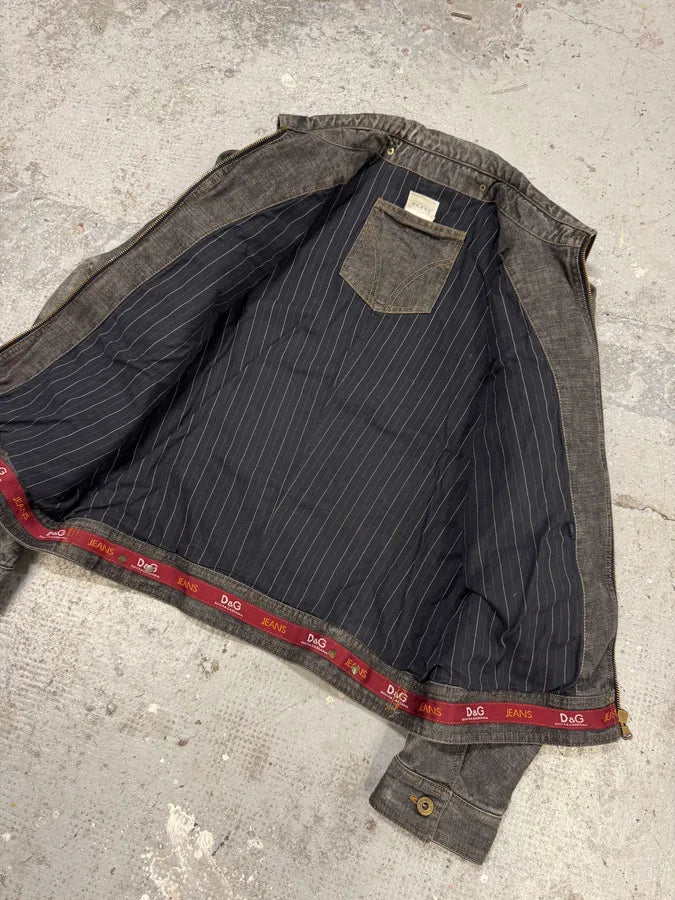 AW2003 Dolce & Gabbana Grey Raw Denim Jacket (M) ePtVmkq 10