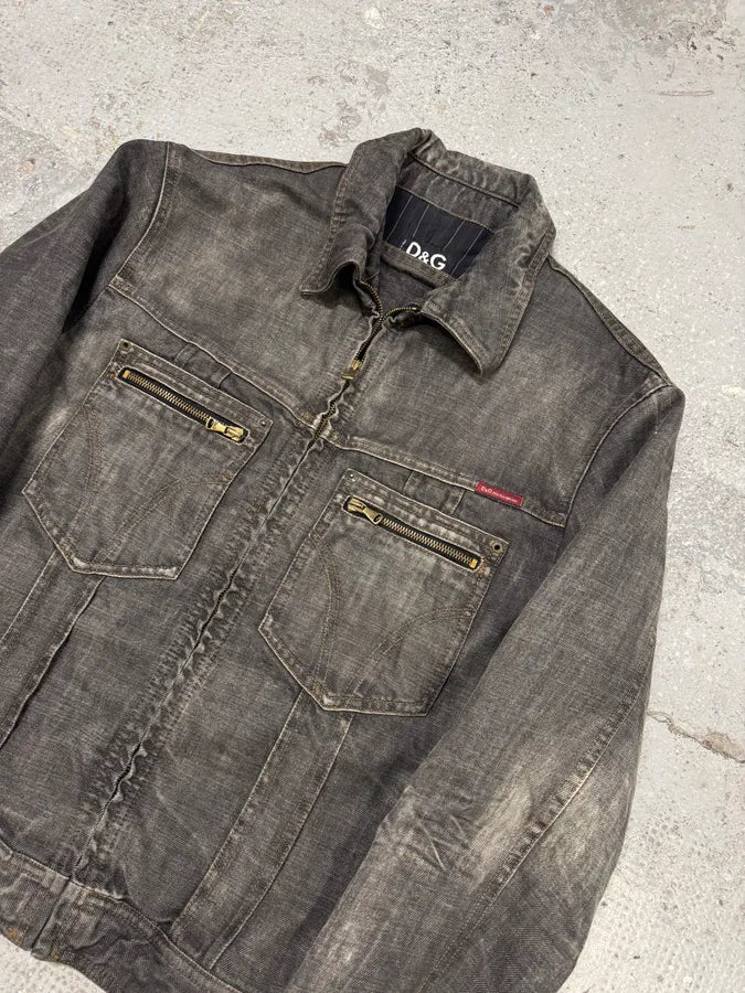 AW2003 Dolce & Gabbana Grey Raw Denim Jacket (M) ePtVmkq 3