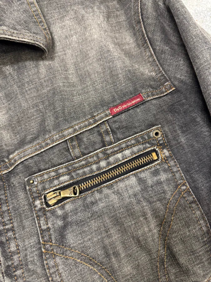 AW2003 Dolce & Gabbana Grey Raw Denim Jacket (M) ePtVmkq 4