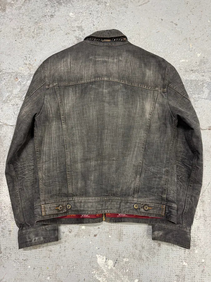AW2003 Dolce & Gabbana Grey Raw Denim Jacket (M) ePtVmkq 5