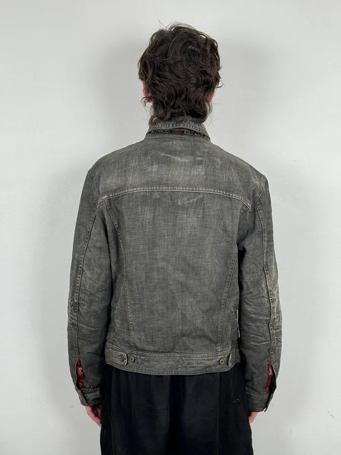 AW2003 Dolce & Gabbana Grey Raw Denim Jacket SLaDBDc 2