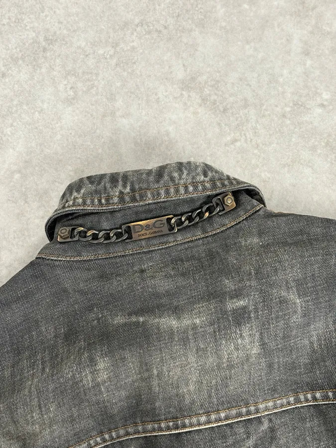 AW2003 Dolce & Gabbana Grey Raw Denim Jacket SLaDBDc 5