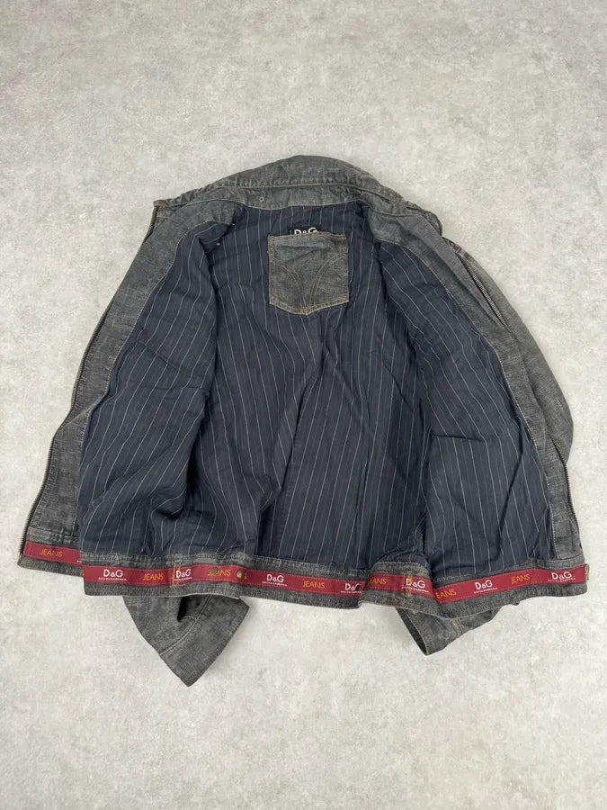 AW2003 Dolce & Gabbana Grey Raw Denim Jacket ondJCXM 6