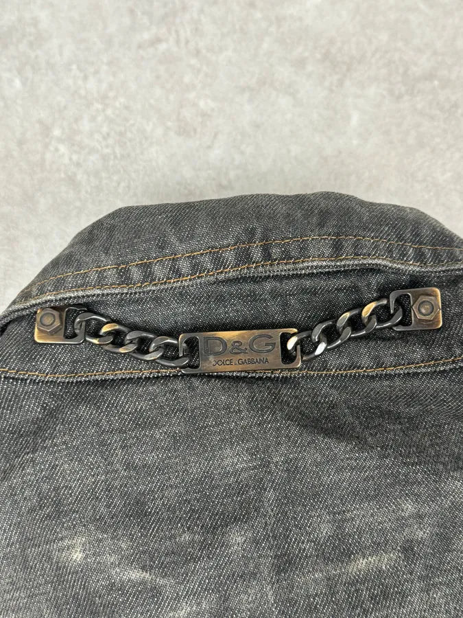 AW2003 Dolce & Gabbana Grey Raw Denim Jacket ondJCXM 10