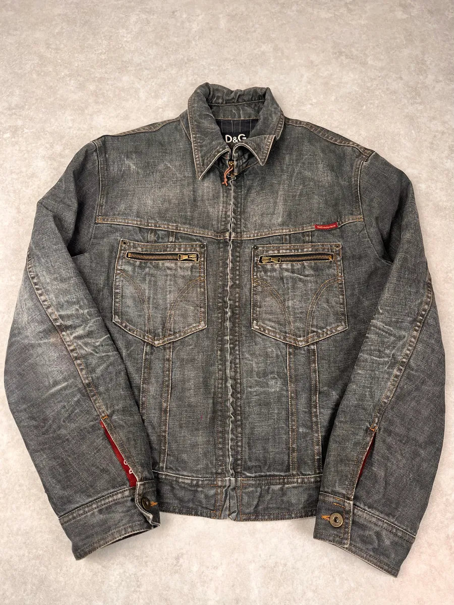 AW2003 Dolce & Gabbana Grey Raw Denim Jacket rKffyoy 0