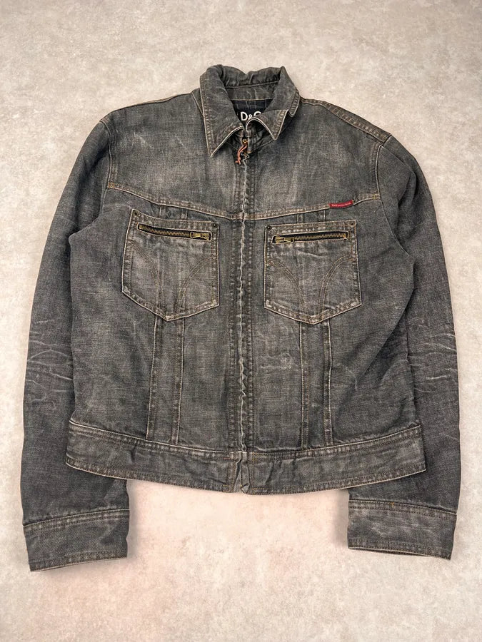 AW2003 Dolce & Gabbana Grey Raw Denim Jacket rKffyoy 3