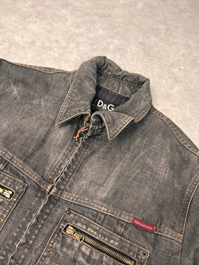 AW2003 Dolce & Gabbana Grey Raw Denim Jacket rKffyoy 4
