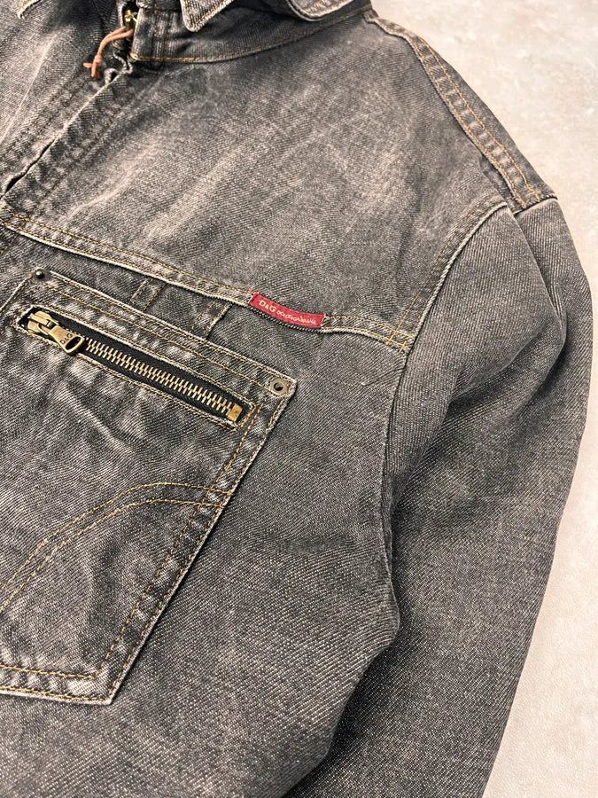 AW2003 Dolce & Gabbana Grey Raw Denim Jacket rKffyoy 5