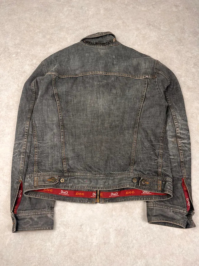 AW2003 Dolce & Gabbana Grey Raw Denim Jacket rKffyoy 7
