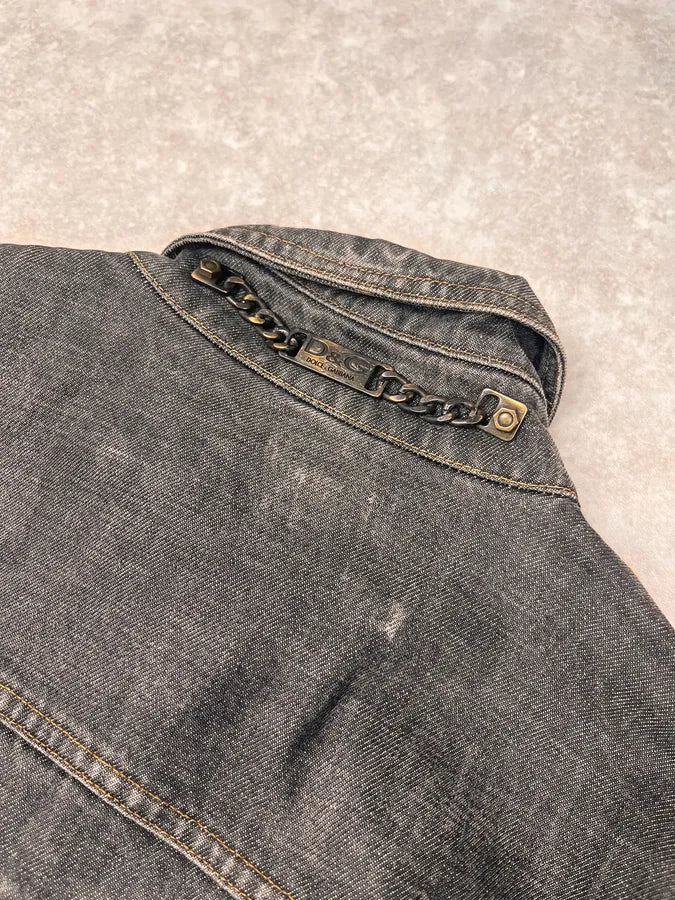AW2003 Dolce & Gabbana Grey Raw Denim Jacket rKffyoy 8